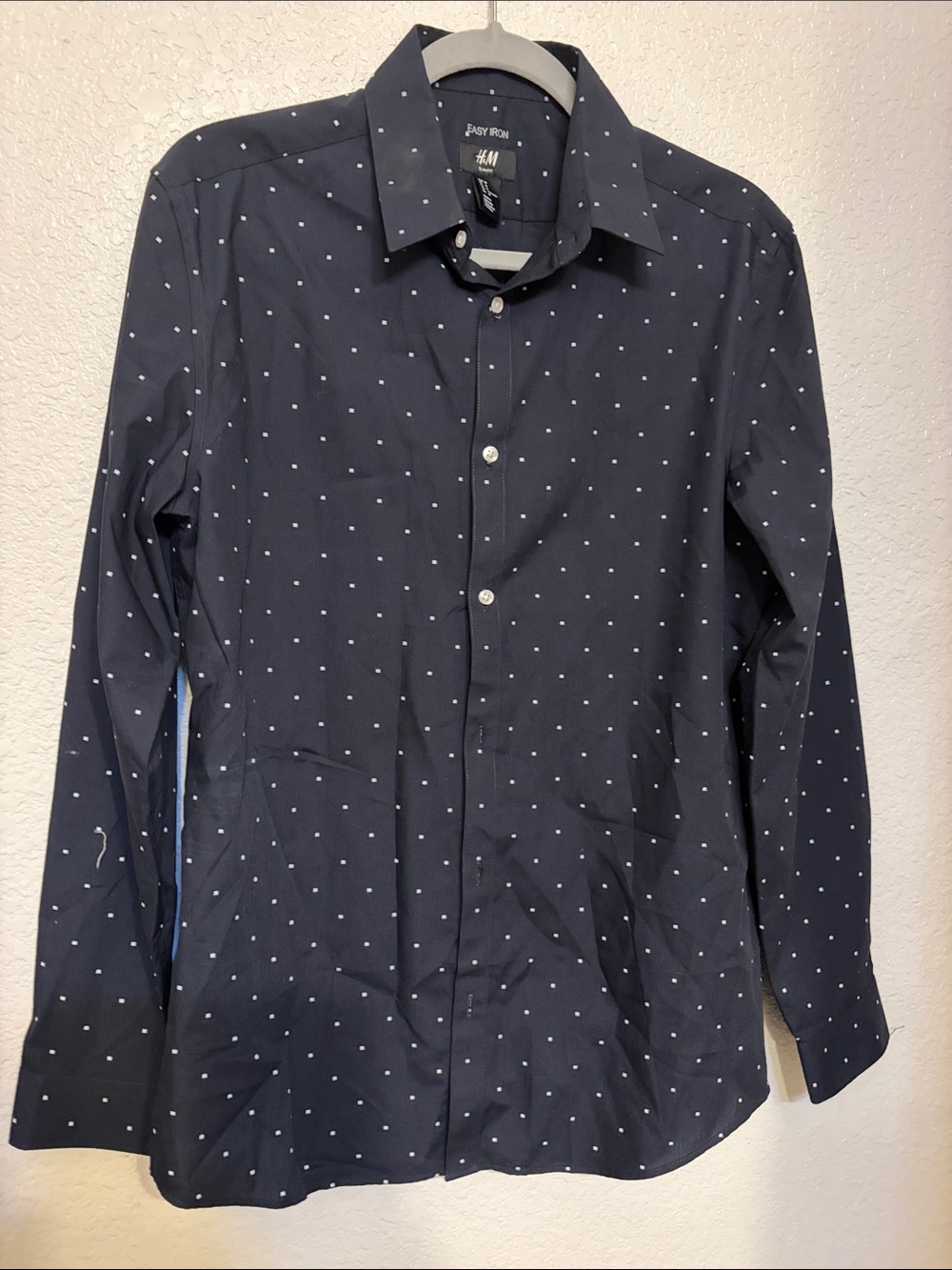 H&M Navy Shirt Jacket with Small White Dot Print